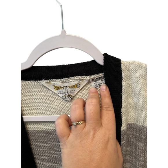 VTG Nortons Point 100% ACRYLIC Sweater Vest Beige/black / Gray Size Large - Picture 2 of 6